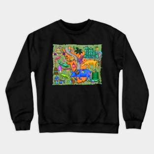 Cute Skeleton - Día De Los Muertos - Goa - Doodle Village Life - Crewneck Sweatshirt